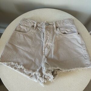 PacSun High-Rise Frayed Hem Light Taupe Jean Shorts